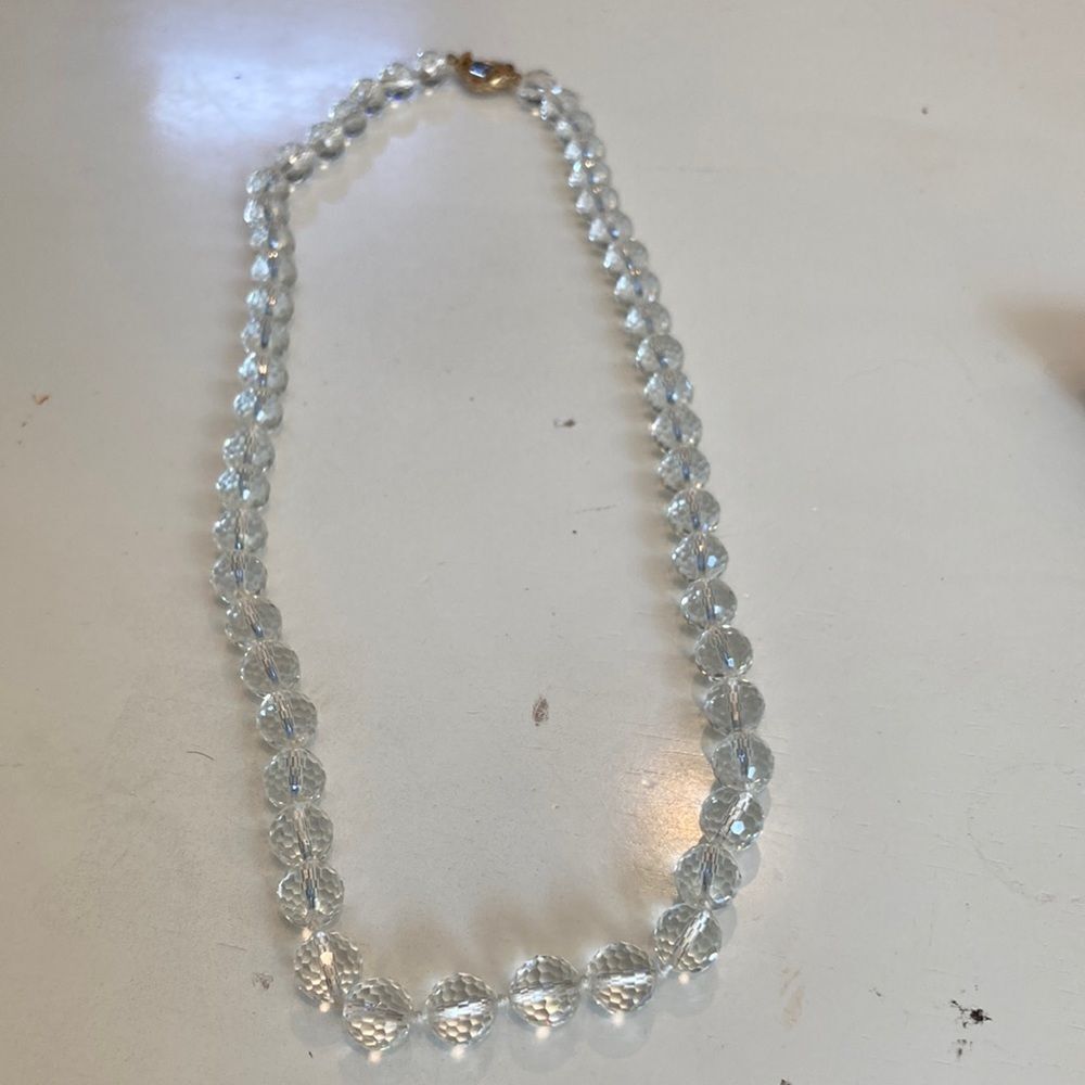 Vintage Ciner Crystal cut bead necklace with gold clasp